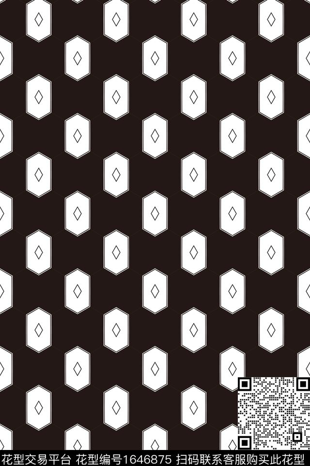黑白几何传统印花花型下载（图片编号: 1646875） - 瓦栏（Walan）
