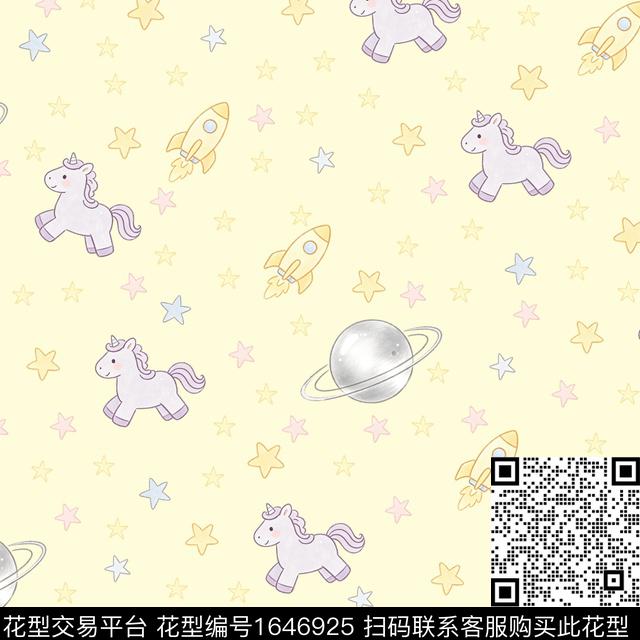 火箭独角兽星星数码印花花型下载（图片编号: 1646925） - 瓦栏（Walan）