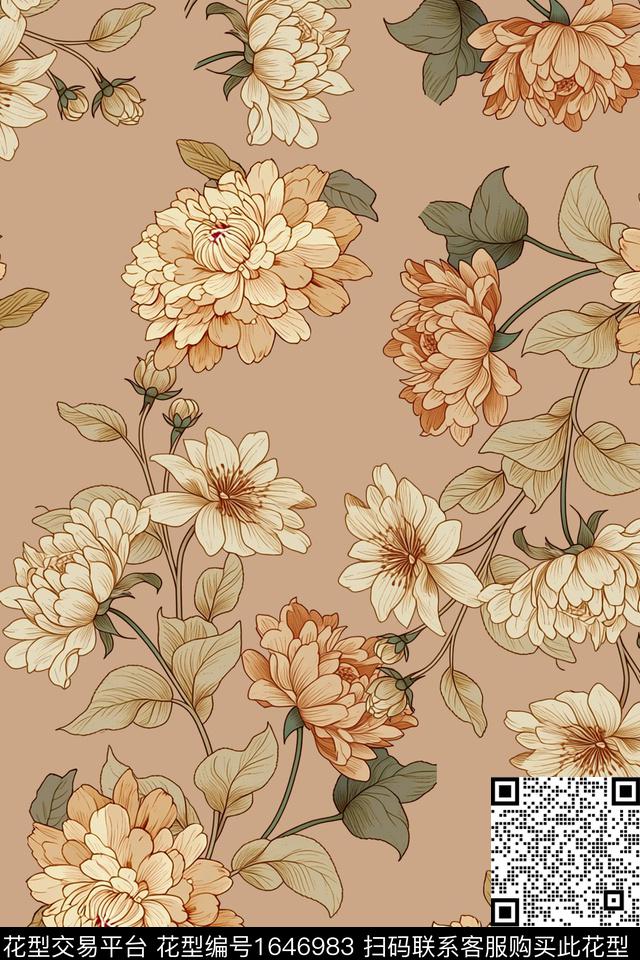 花卉小碎花大牌风数码印花花型下载（图片编号: 1646983） - 瓦栏（Walan）