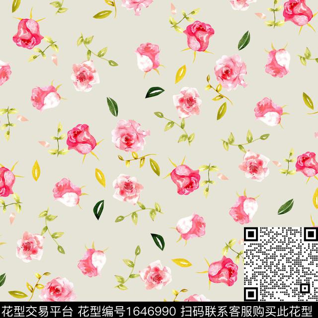 水彩花卉花卉春夏花型数码印花花型下载（图片编号: 1646990） - 瓦栏（Walan）