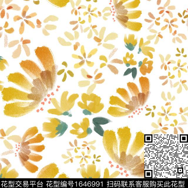 花卉春夏花型抽象花卉数码印花花型下载（图片编号: 1646991） - 瓦栏（Walan）
