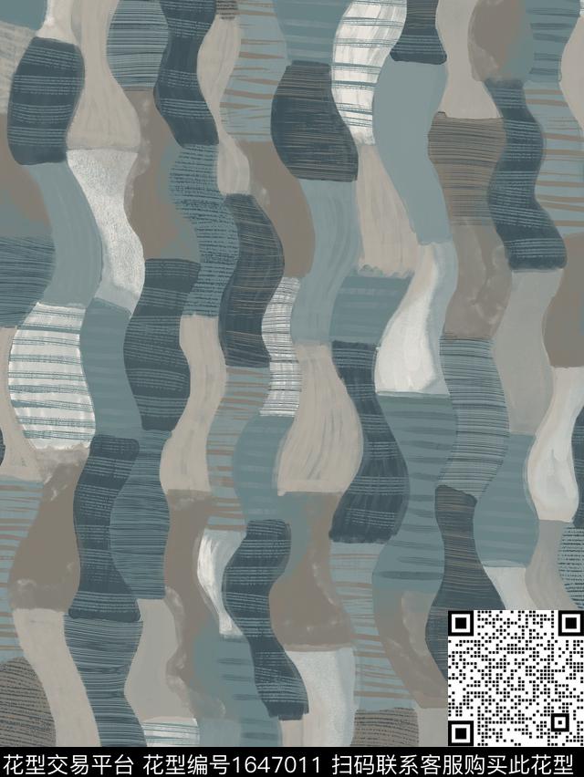 笔触手绘格子数码印花花型下载（图片编号: 1647011） - 瓦栏（Walan）
