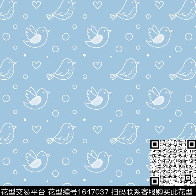 爱心鸟几何传统印花花型下载（图片编号: 1647037） - 瓦栏（Walan）
