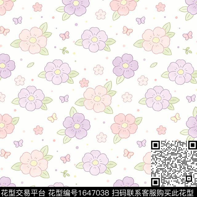 小清新花卉简约数码印花花型下载（图片编号: 1647038） - 瓦栏（Walan）