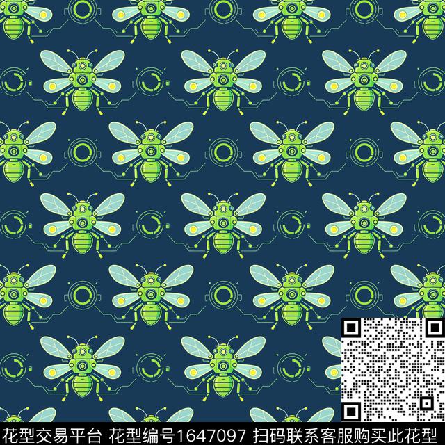 昆虫蜜蜂机械数码印花花型下载（图片编号: 1647097） - 瓦栏（Walan）