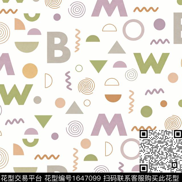 字母几何趣味数码印花花型下载（图片编号: 1647099） - 瓦栏（Walan）