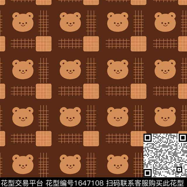 卡通格子棕色底数码印花花型下载（图片编号: 1647108） - 瓦栏（Walan）