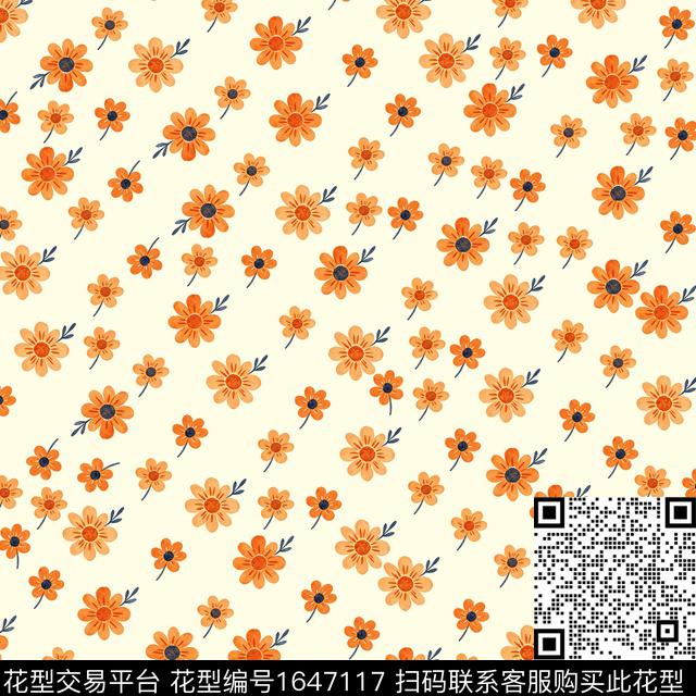 花卉小碎花数码印花花型下载（图片编号: 1647117） - 瓦栏（Walan）