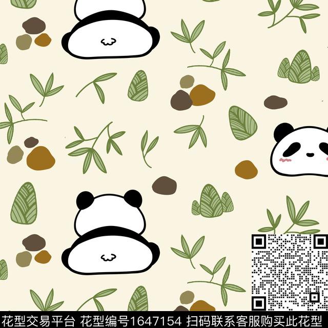 卡通动物可爱熊猫传统印花花型下载（图片编号: 1647154） - 瓦栏（Walan）