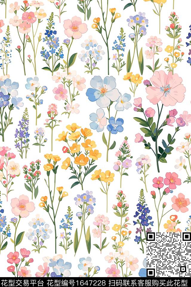 花卉小碎花大牌风数码印花花型下载（图片编号: 1647228） - 瓦栏（Walan）