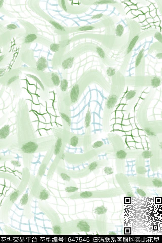 小清新波点格子数码印花花型下载（图片编号: 1647545） - 瓦栏（Walan）
