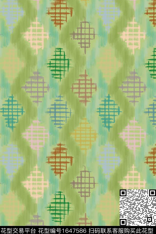 肌理简约笔触数码印花花型下载（图片编号: 1647586） - 瓦栏（Walan）