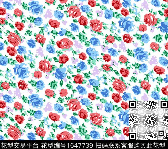 花卉抽象花卉小碎花传统印花花型下载（图片编号: 1647739） - 瓦栏（Walan）