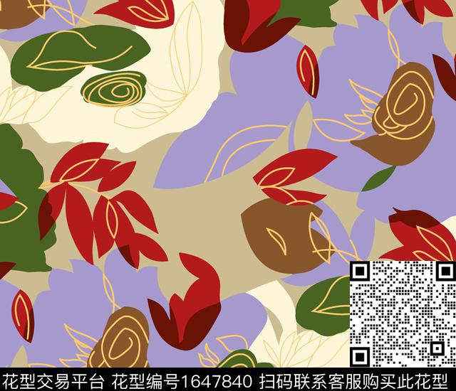 抽象线条数码印花花型下载（图片编号: 1647840） - 瓦栏（Walan）