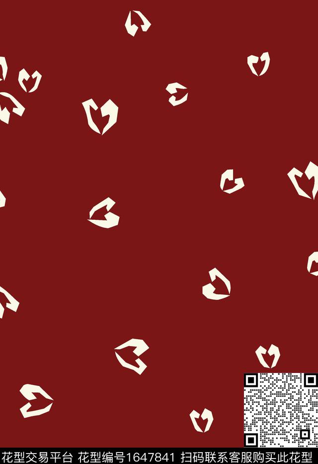 趣味爱心几何传统印花花型下载（图片编号: 1647841） - 瓦栏（Walan）
