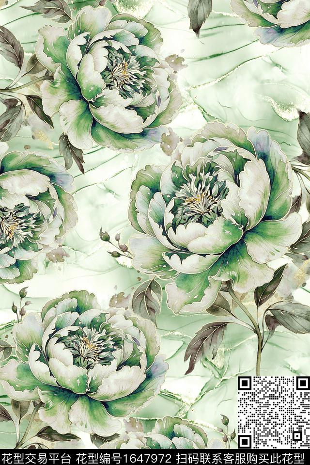 年轻女装满版散花花卉数码印花花型下载（图片编号: 1647972） - 瓦栏（Walan）