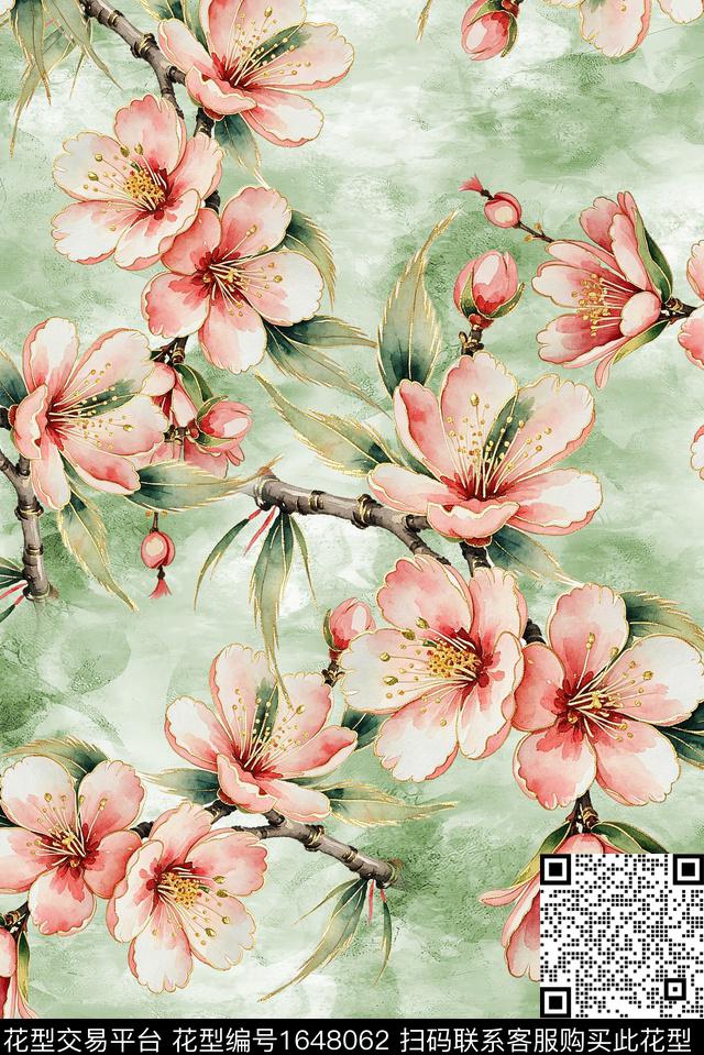 年轻女装满版散花花卉数码印花花型下载（图片编号: 1648062） - 瓦栏（Walan）
