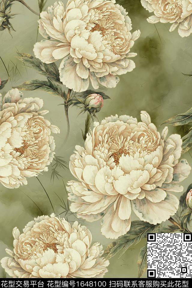 年轻女装满版散花花卉数码印花花型下载（图片编号: 1648100） - 瓦栏（Walan）