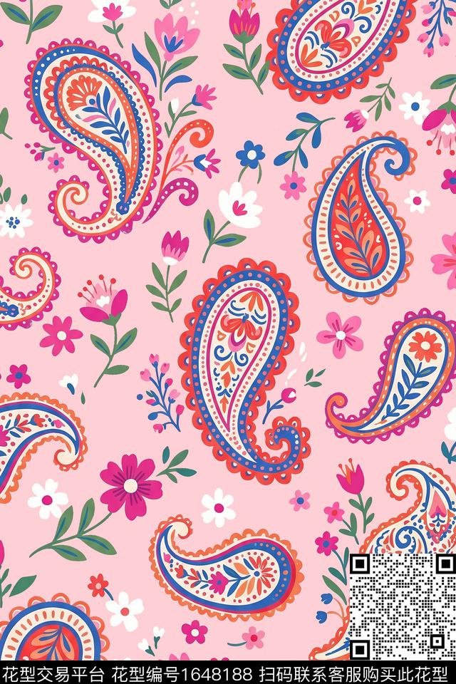 年轻女装花卉佩斯利数码印花花型下载（图片编号: 1648188） - 瓦栏（Walan）