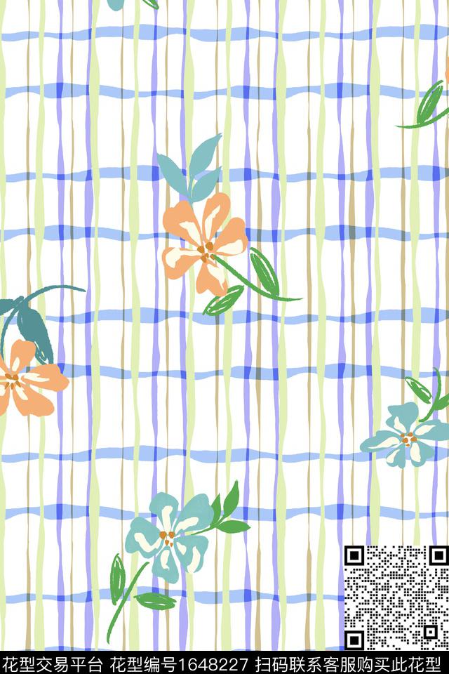 年轻女装花卉几何数码印花花型下载（图片编号: 1648227） - 瓦栏（Walan）