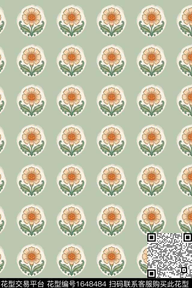 年轻女装小清新花卉数码印花花型下载（图片编号: 1648484） - 瓦栏（Walan）