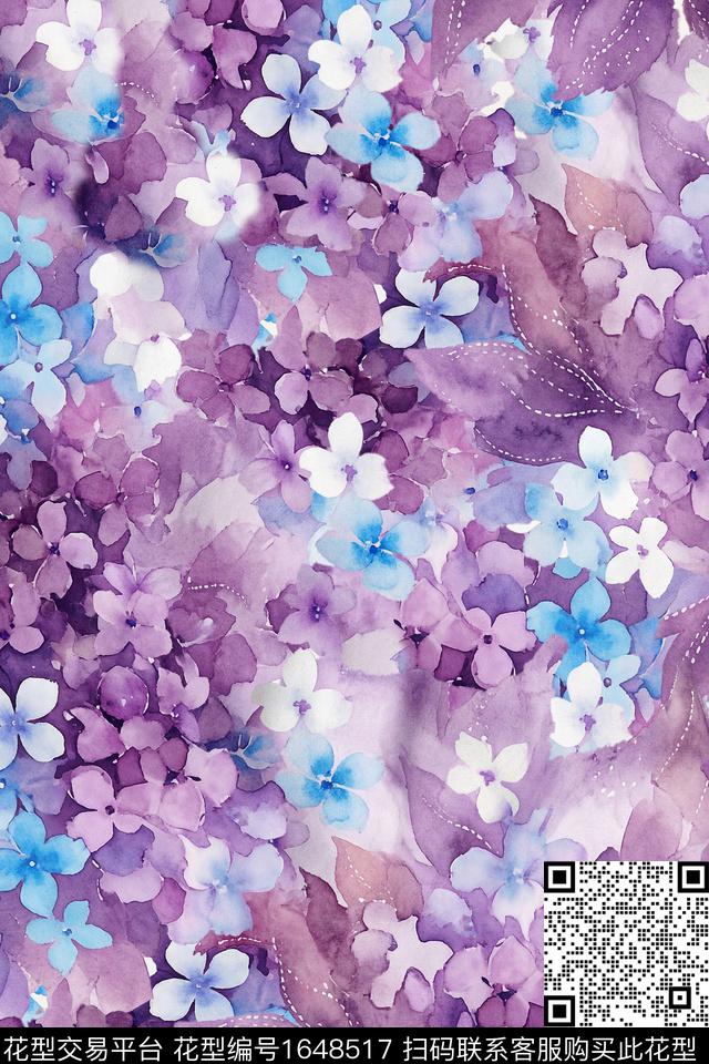 花卉水彩花卉数码印花花型下载（图片编号: 1648517） - 瓦栏（Walan）