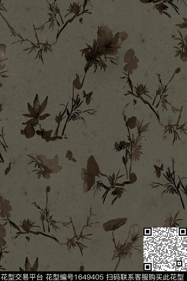 水彩侘寂风花卉数码印花花型下载（图片编号: 1649405） - 瓦栏（Walan）