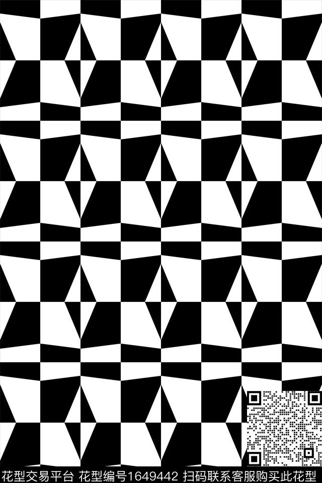 黑白几何传统印花花型下载（图片编号: 1649442） - 瓦栏（Walan）