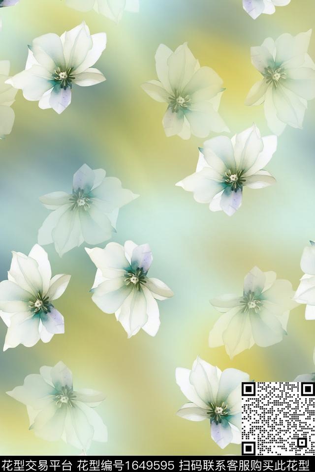 满版散花数码花型香云纱数码印花花型下载（图片编号: 1649595） - 瓦栏（Walan）