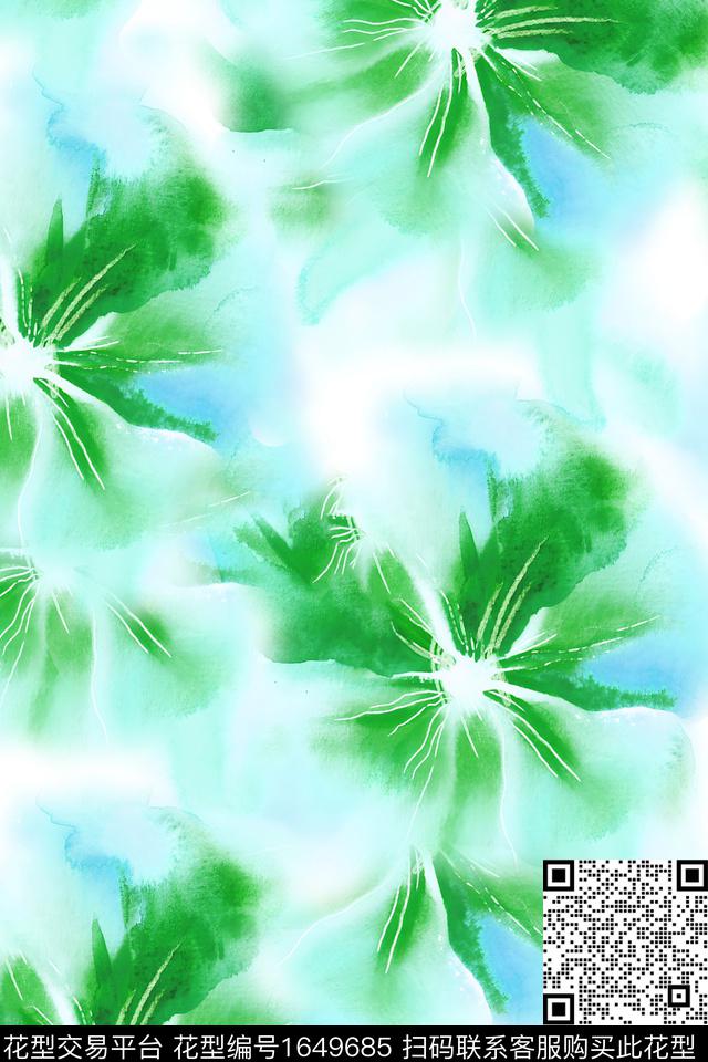 年轻女装小清新抽象数码印花花型下载（图片编号: 1649685） - 瓦栏（Walan）