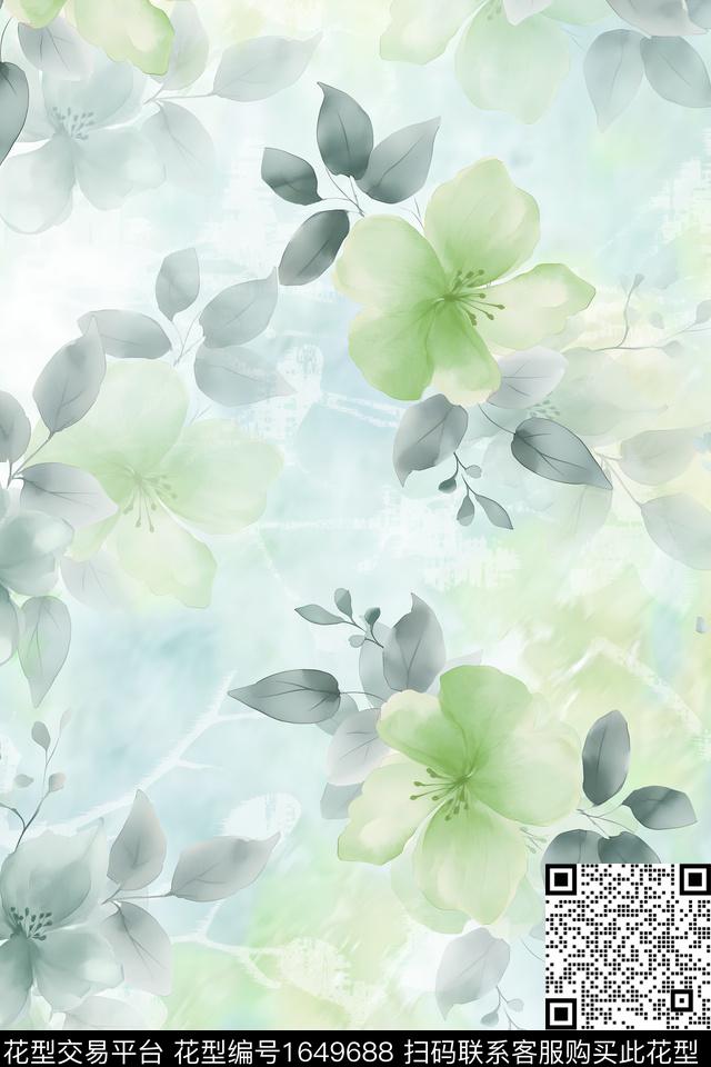 年轻女装小清新花卉数码印花花型下载（图片编号: 1649688） - 瓦栏（Walan）