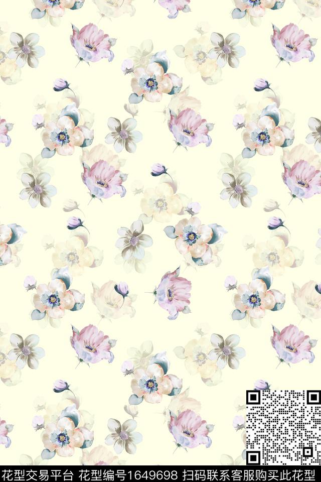 年轻女装小清新花卉数码印花花型下载（图片编号: 1649698） - 瓦栏（Walan）