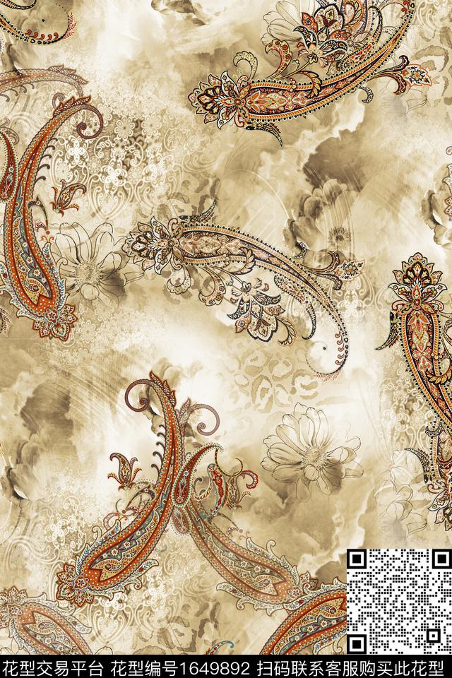 晕染肌理民族风大牌风数码印花花型下载（图片编号: 1649892） - 瓦栏（Walan）