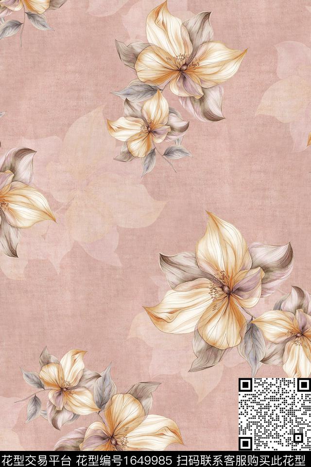 年轻女装满版散花花卉数码印花花型下载（图片编号: 1649985） - 瓦栏（Walan）