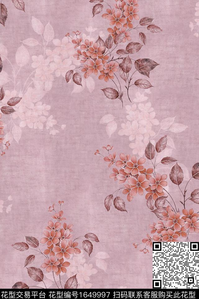 年轻女装满版散花花卉数码印花花型下载（图片编号: 1649997） - 瓦栏（Walan）