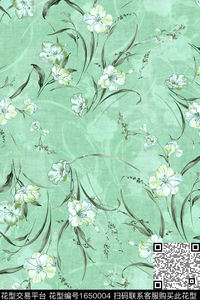 年轻女装满版散花花卉数码印花花型下载（图片编号: 1650004） - 瓦栏（Walan）