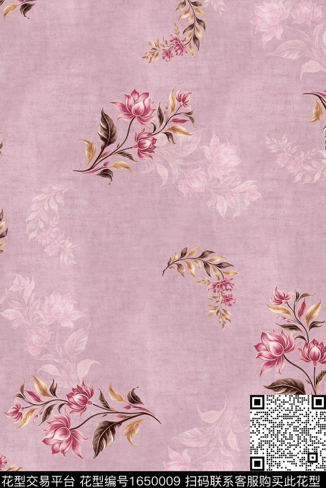 年轻女装满版散花花卉数码印花花型下载（图片编号: 1650009） - 瓦栏（Walan）