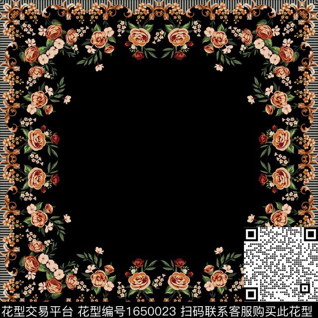 花卉围巾几何数码印花花型下载（图片编号: 1650023） - 瓦栏（Walan）