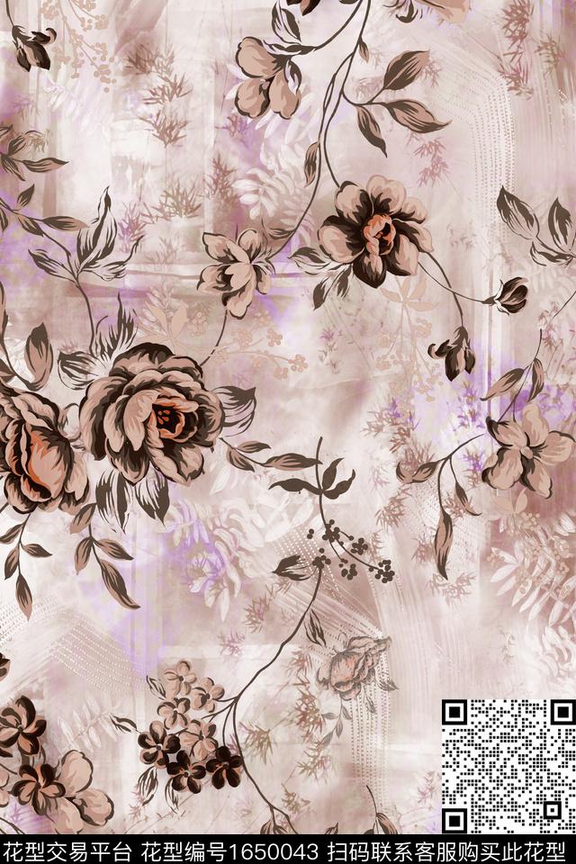 花卉棉麻中老年数码印花花型下载（图片编号: 1650043） - 瓦栏（Walan）