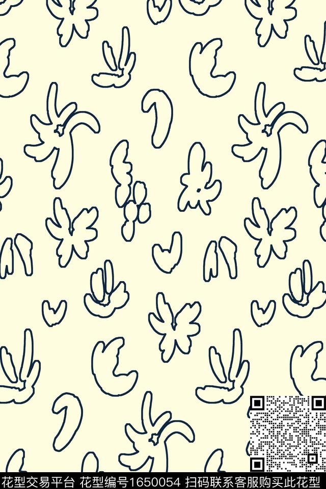 抽象线条画传统印花花型下载（图片编号: 1650054） - 瓦栏（Walan）