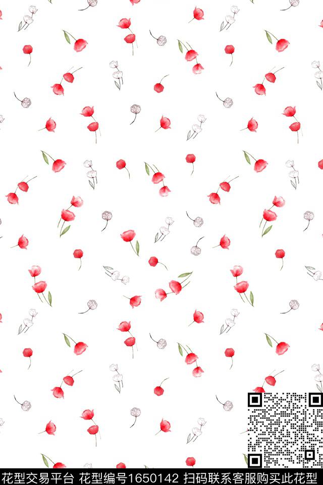 花卉小碎花水彩数码印花花型下载（图片编号: 1650142） - 瓦栏（Walan）