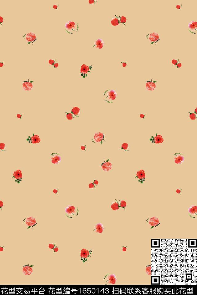 花卉小碎花水彩数码印花花型下载（图片编号: 1650143） - 瓦栏（Walan）