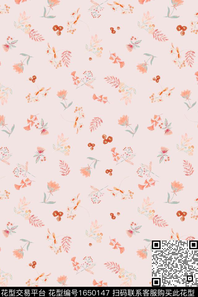 花卉小碎花水彩数码印花花型下载（图片编号: 1650147） - 瓦栏（Walan）