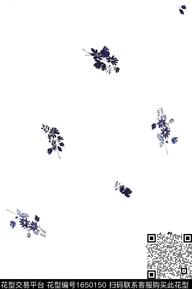 花卉小碎花剪影数码印花花型下载（图片编号: 1650150） - 瓦栏（Walan）