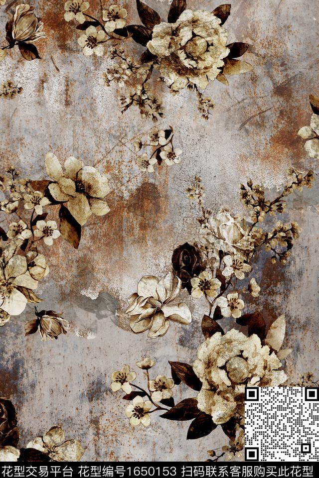 花卉棉麻中老年数码印花花型下载（图片编号: 1650153） - 瓦栏（Walan）