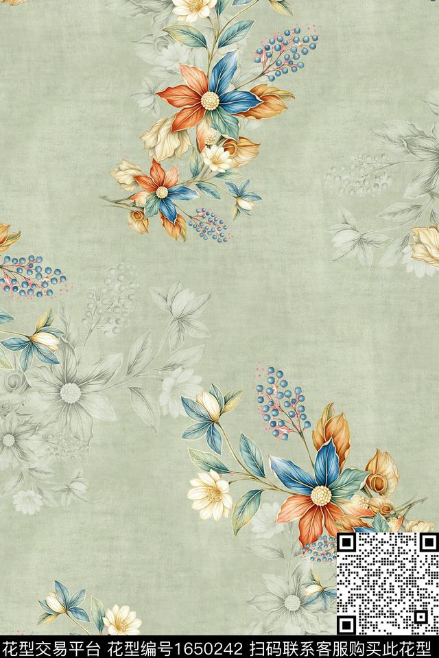 年轻女装满版散花小碎花数码印花花型下载（图片编号: 1650242） - 瓦栏（Walan）