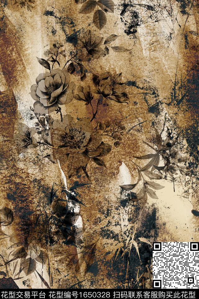花卉棉麻中老年数码印花花型下载（图片编号: 1650328） - 瓦栏（Walan）