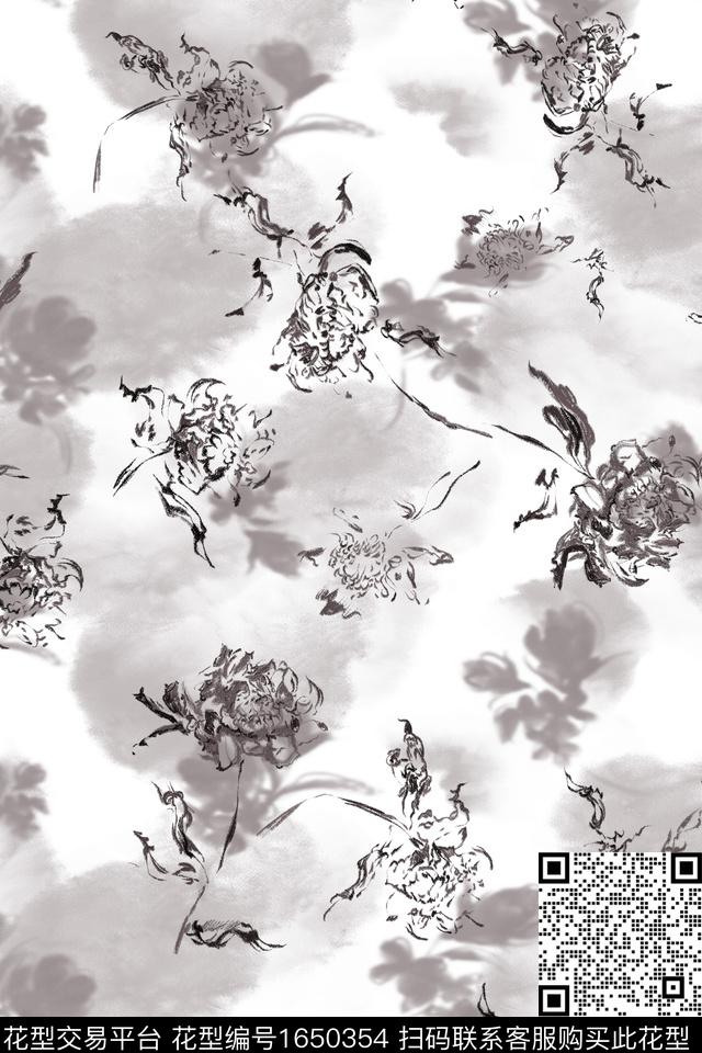 抽象花卉花卉棉麻数码印花花型下载（图片编号: 1650354） - 瓦栏（Walan）