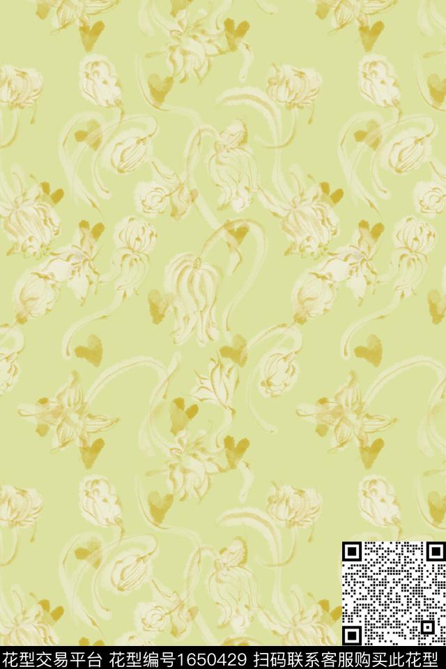 清爽底花卉爱心花卉数码印花花型下载（图片编号: 1650429） - 瓦栏（Walan）