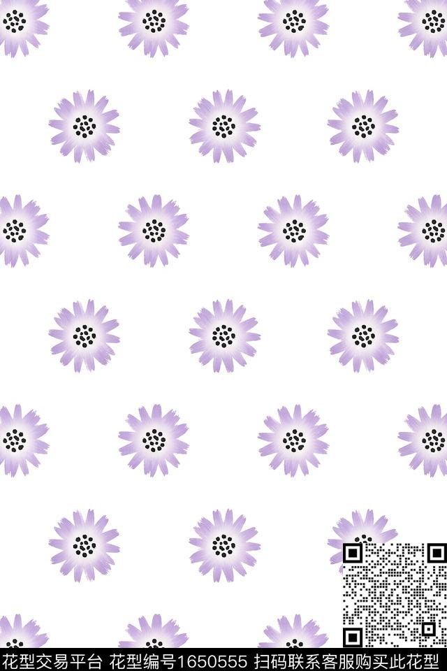 年轻女装花卉雏菊数码印花花型下载（图片编号: 1650555） - 瓦栏（Walan）